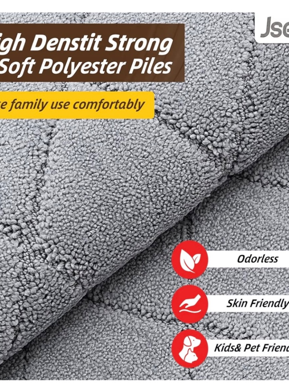 Diamond Pattern Non-Slip Rugs, Self Adhesive - Set of 2 - Light Gray - Picture 4 of 10